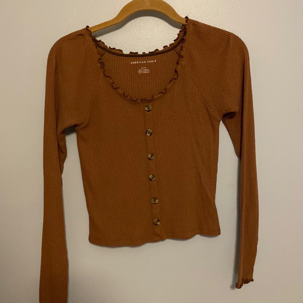 Dark Orange Long Sleeve Top